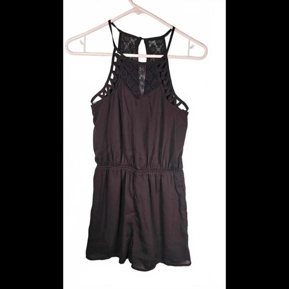 Doe & Rae Black Lace Back Romper Size XS - Picture 1 of 9